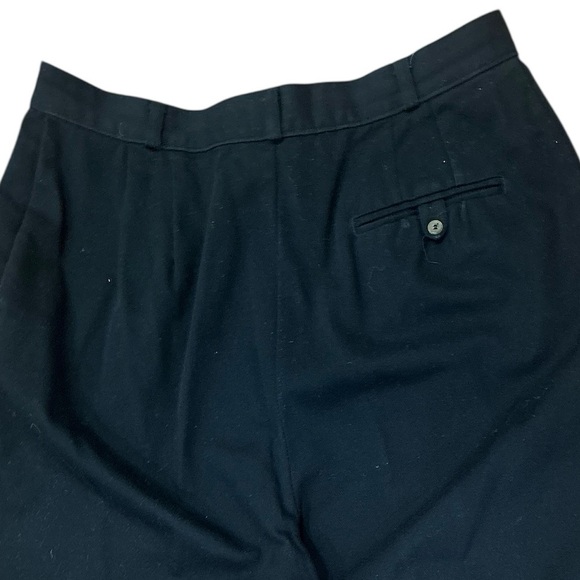 80s TALBOTS COTTON BLACK PLEAT FRONT PANTS W TAPERED LEG & 3 POCKETS SZ 16 - Picture 5 of 6
